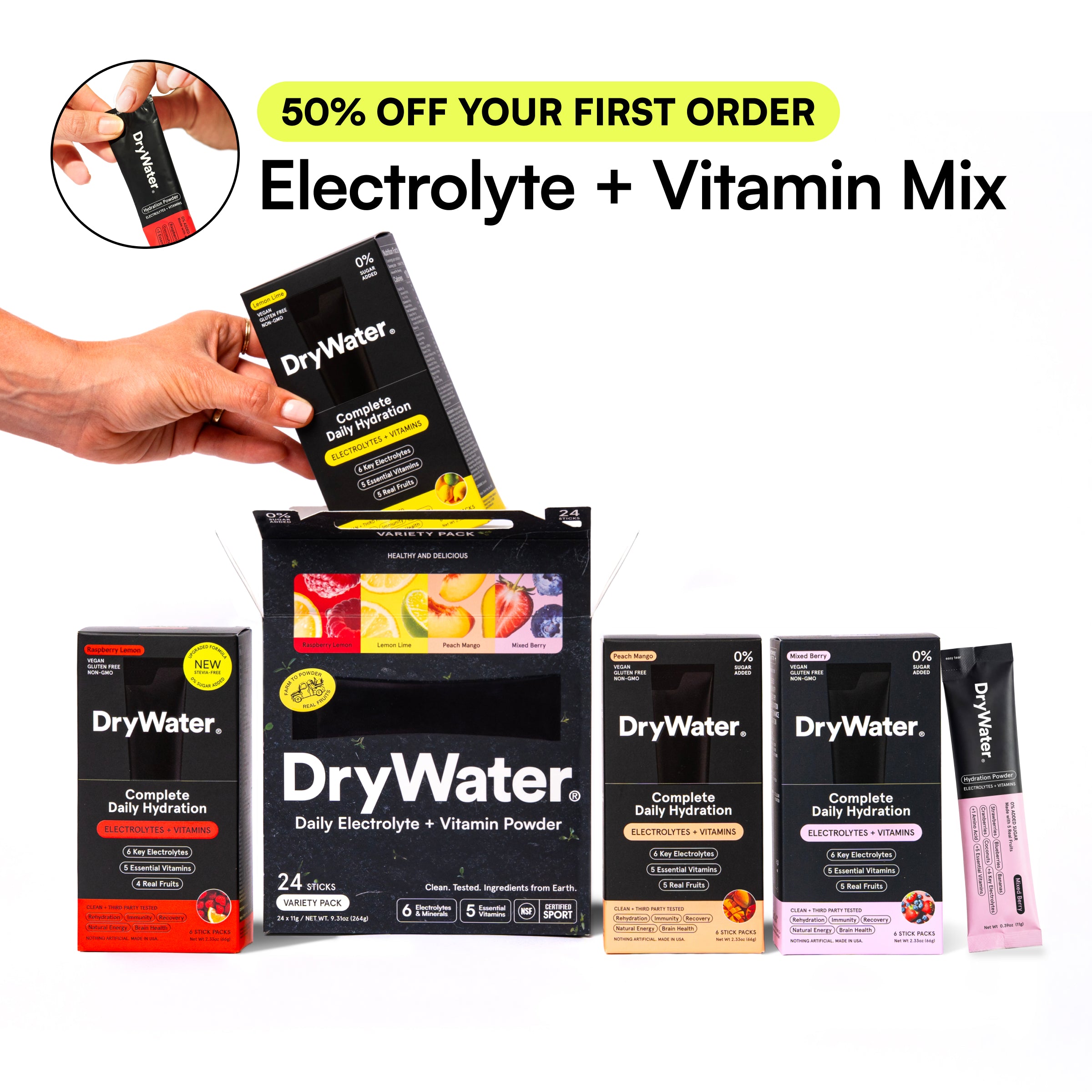 DryWater Variety Pack (24 Sticks)